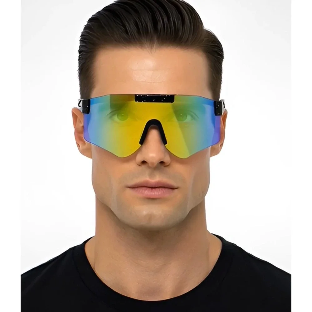 Shield Sunglasses Mirrored Visor Cyclops Futuristic Rave Party Sunglasses Lentes